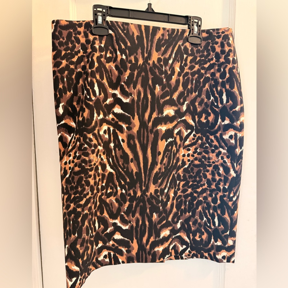 Talbots Brown and Black Animal Print Pencil Skirt